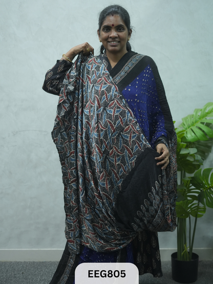 MODAL AJRAKH BANDHEJ SAREE