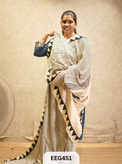 AJRAKH MODAL SAREE- RETRO