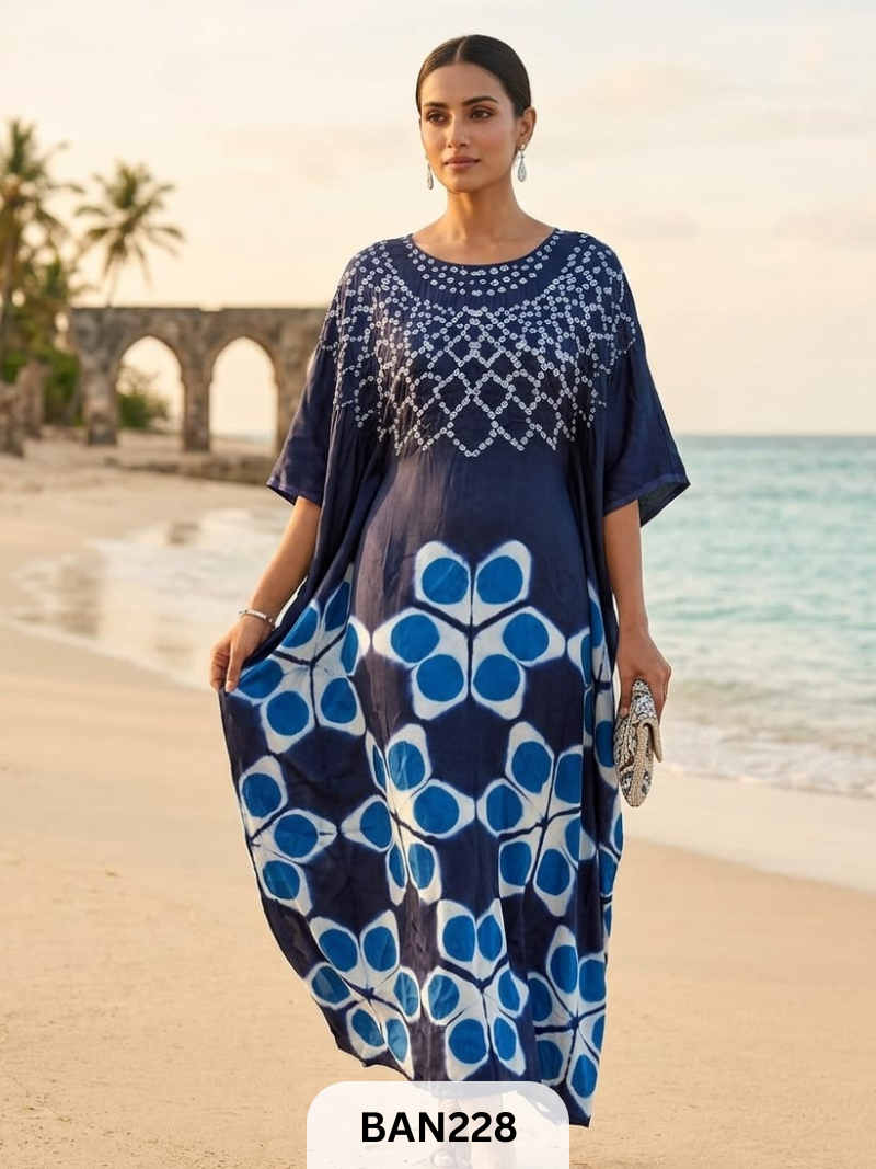 MODAL GUL NECK CLAMP DYE UNSTITCHED  KAFTAN