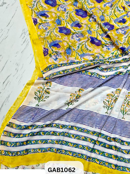 Premium Hand Block Printed Georgette Sarees with Blouse