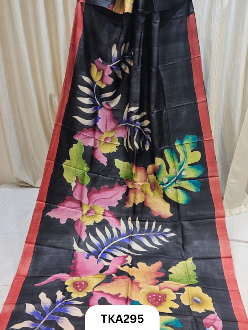 PURE HANDOWEN TUSSAR HAND PAINTED SAREE
