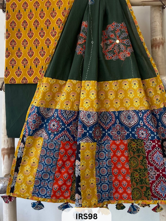 PURE COTTON FABRIC AND PRINTED PATCH DUPATTA WITH BOTTOM