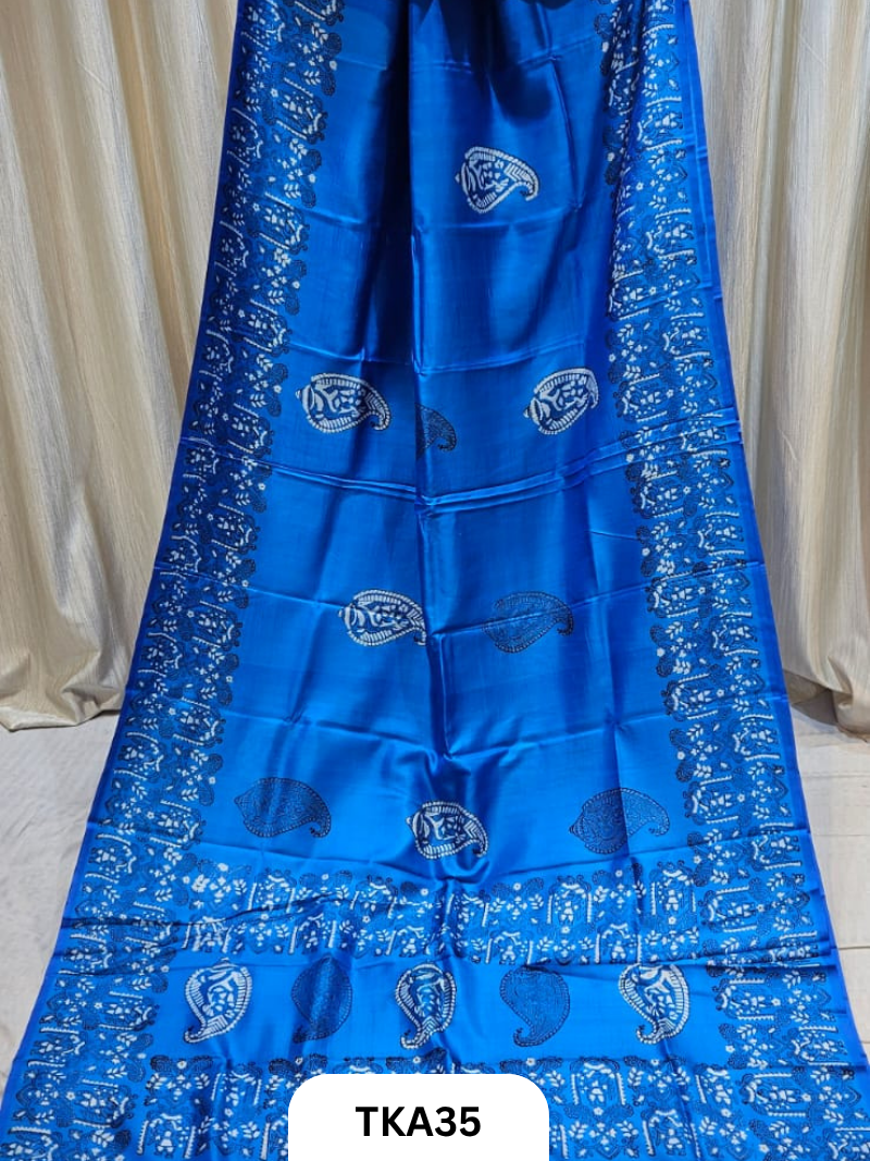 Pure Bishnupuri Silk Dual Shade Handblock