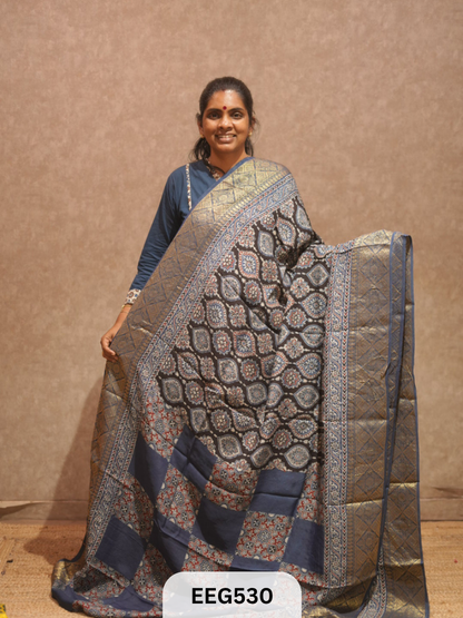 AJRAKH DOLA SILK SAREE