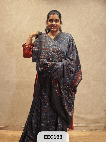 AJRAKH MODAL SAREE WITH MIRROR