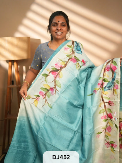MURSHIDABAD SILK SAREE HAND PAINTED