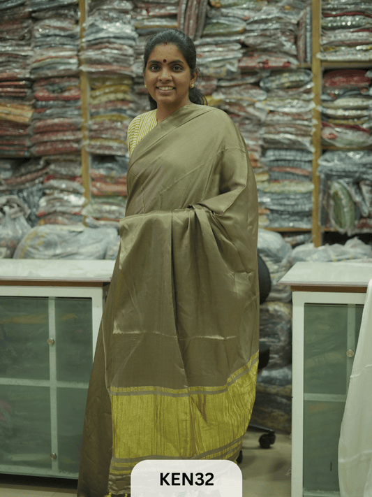 PLAIN MODAL SILK SAREE WITH LAGDI PATTA