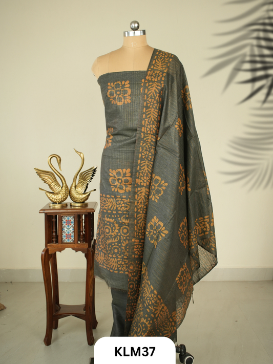Semi Tussar Salwar Unstitched 3Pc Set