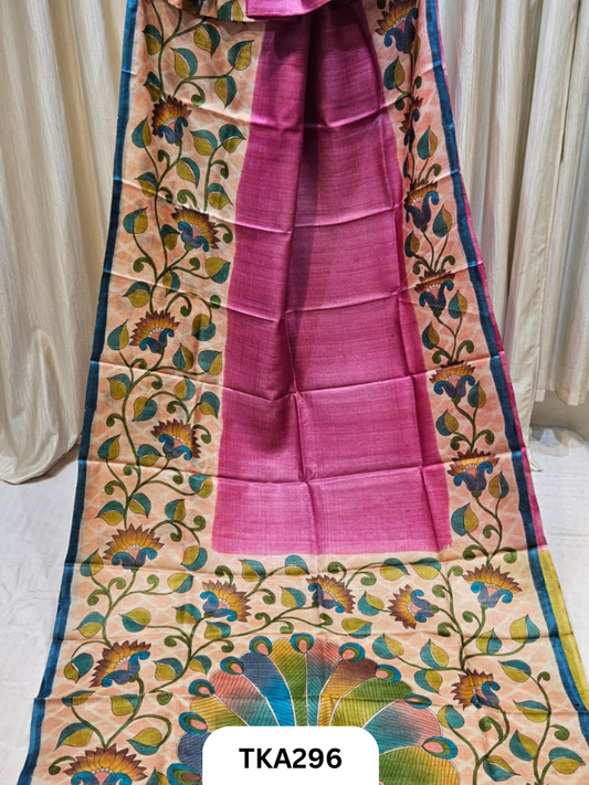 PURE HANDOWEN TUSSAR HAND PAINTED SAREE