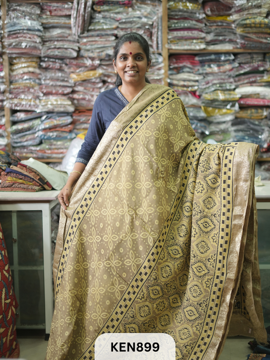 DOLA SILK AJRAKH HANDBLOCK RICH PALLU SAREE