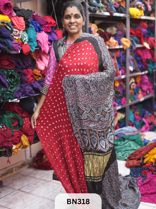 MODAL GAJI - AJRAKH BANDHINI SAREE