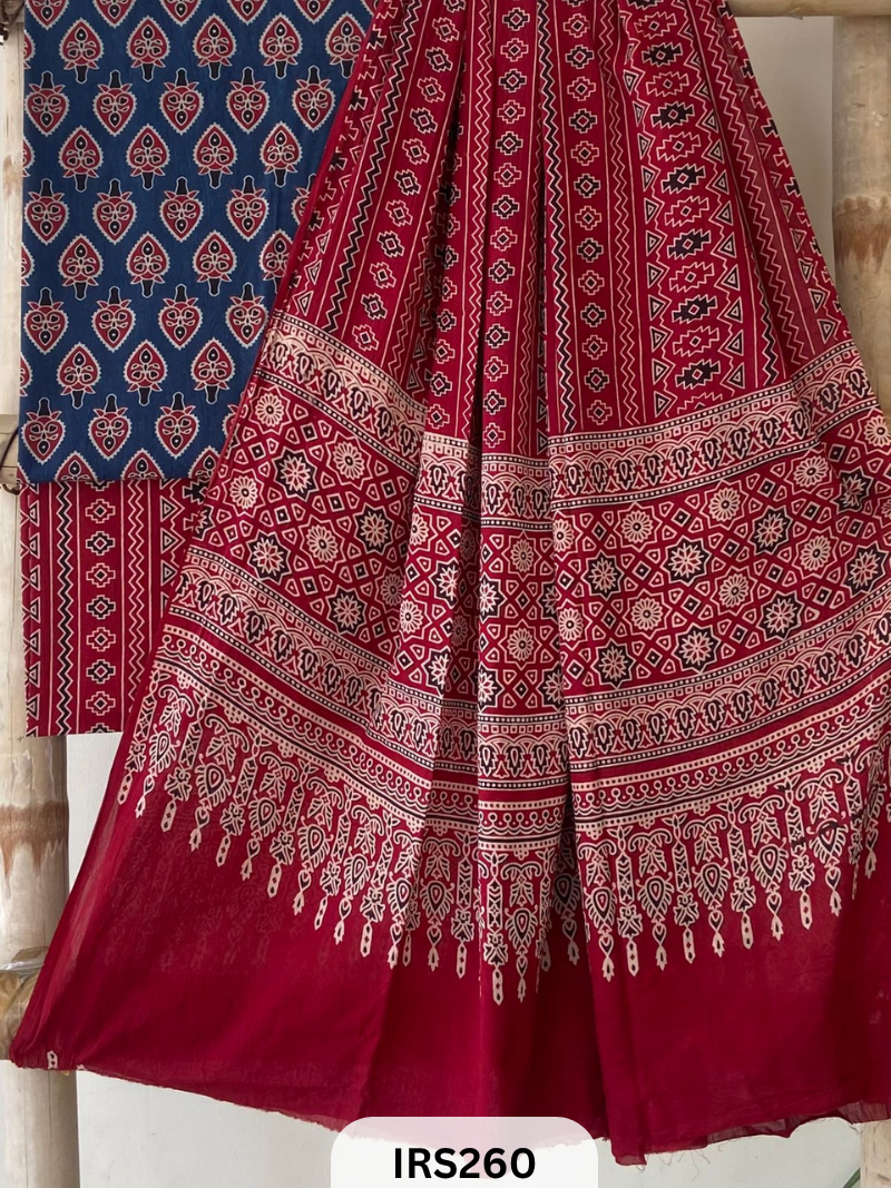 PURE COTTON FABRIC WITH AJRAKH PRINT DESIGNER SALWAR SUIT WPRIITH AJRAKH NT BOTTOM