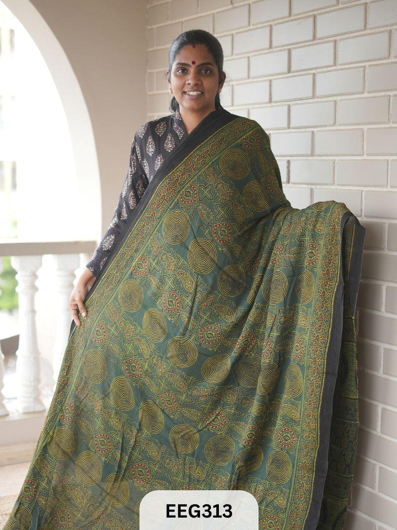 AJRAKH CHINON SAREE