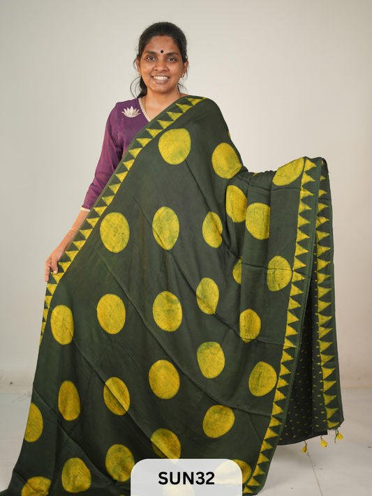 MODAL SILK WITH AJRAKH HANDBLOCK PRINT SAREE