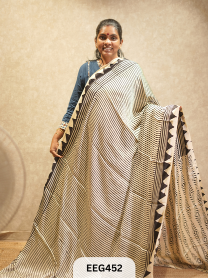 AJRAKH MODAL SAREE- RETRO