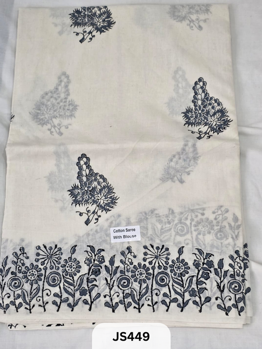 Premium Soft Mul Cotton-Handblock Sarees