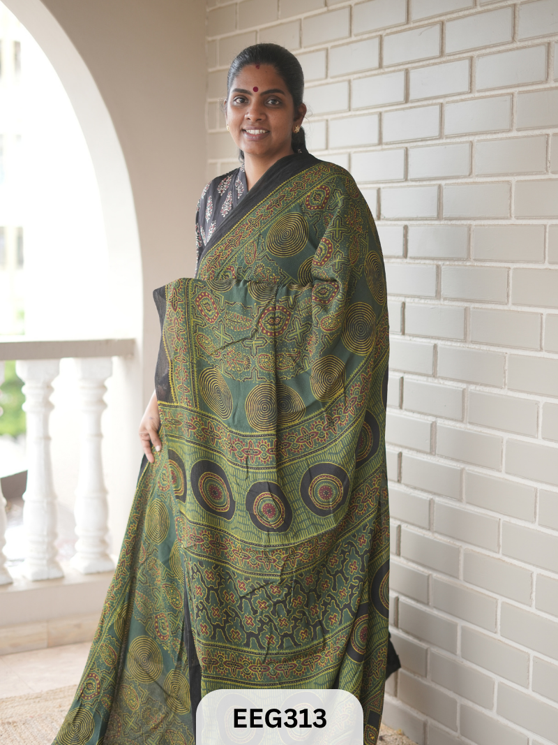 AJRAKH CHINON SAREE