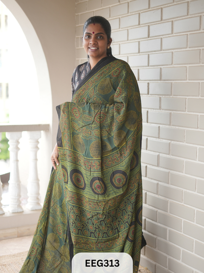 AJRAKH CHINON SAREE