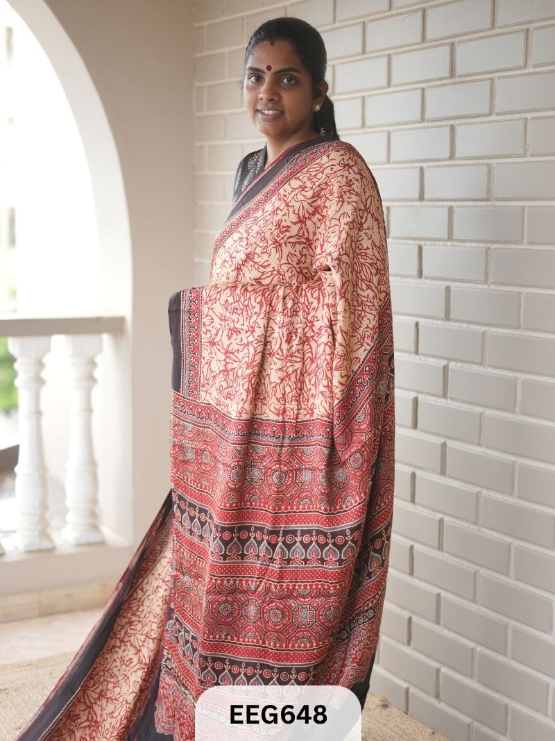 AJRAKH MODAL SAREE - JACKPOT