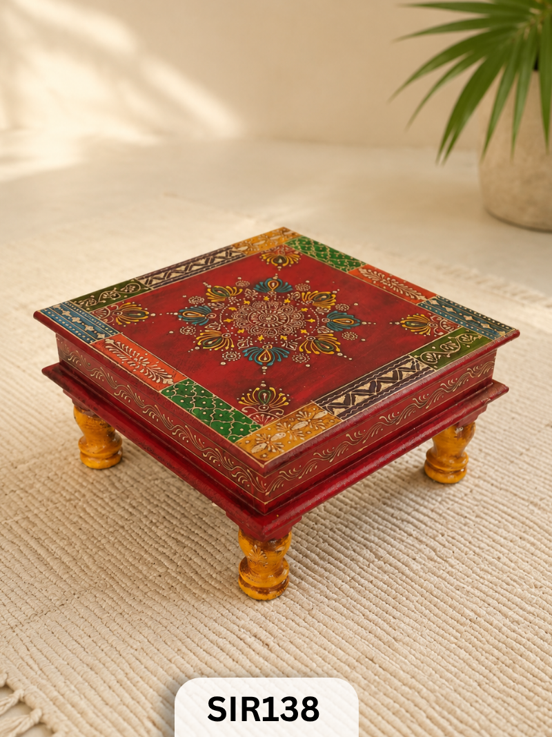 Jodhpur Wooden Pooja Stool | W:11.5 In H:6 In L:11.5 In