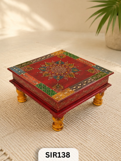 Jodhpur Wooden Pooja Stool | W:11.5 In H:6 In L:11.5 In
