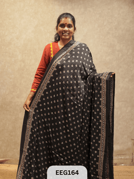 AJRAKH MODAL SAREE WITH MIRROR