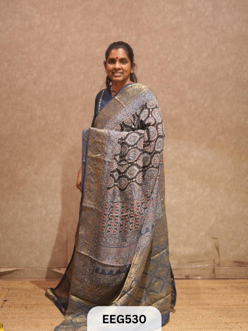 AJRAKH DOLA SILK SAREE