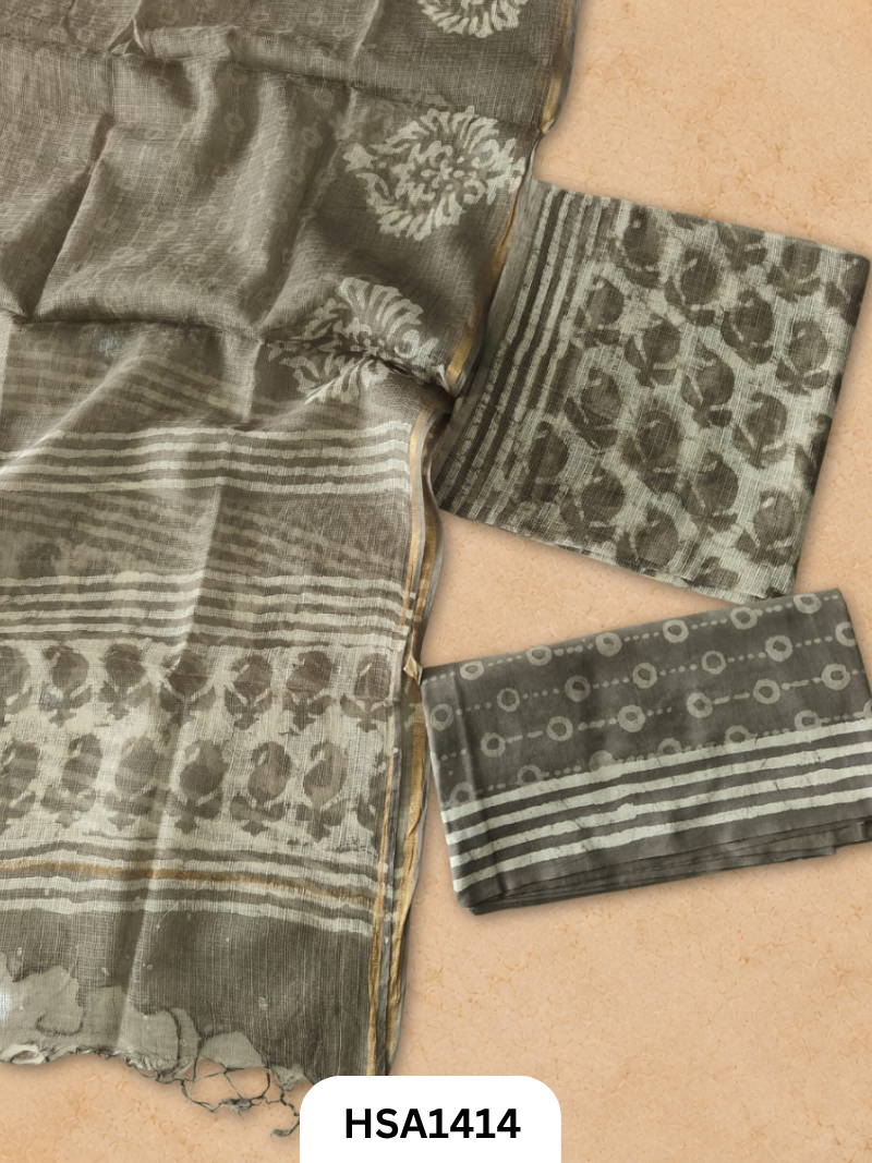 Hand block printed kota doriya suit top &duppta 2.5 meter