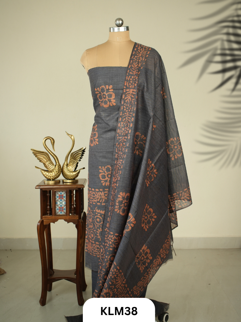 Semi Tussar Salwar Unstitched 3Pc Set