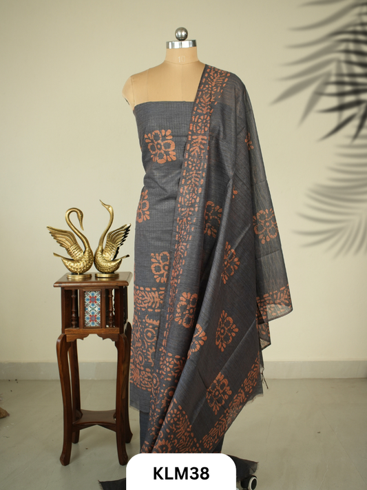 Semi Tussar Salwar Unstitched 3Pc Set