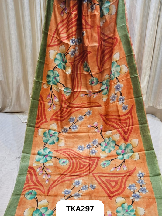 PURE HANDOWEN TUSSAR HAND PAINTED SAREE