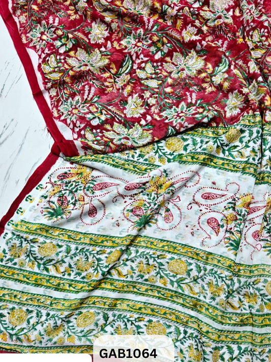 Premium Hand Block Printed Georgette Sarees with Blouse
