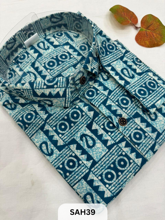 PRINTED MENS FULL SLEEVES SHIRTS WITH SINGLE POCKET