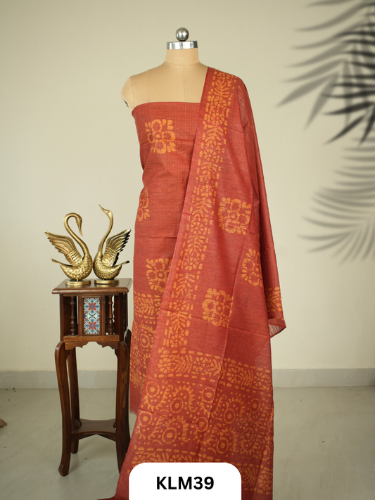 Semi Tussar Salwar Unstitched 3Pc Set