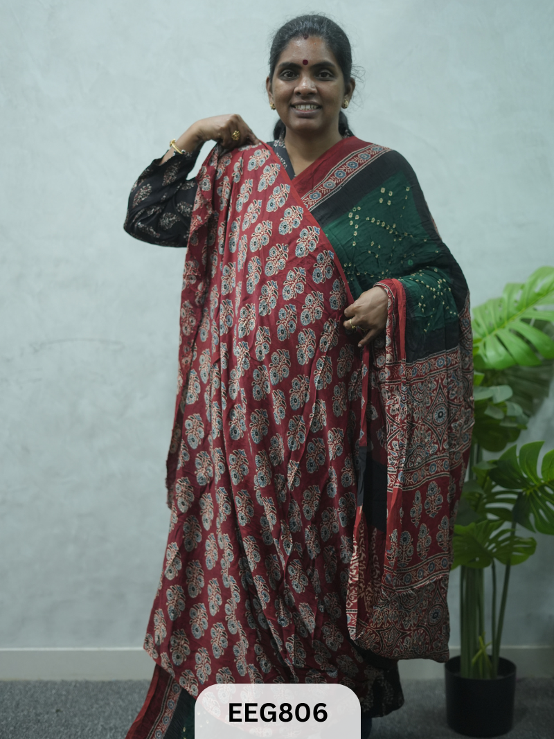 MODAL AJRAKH BANDHEJ SAREE
