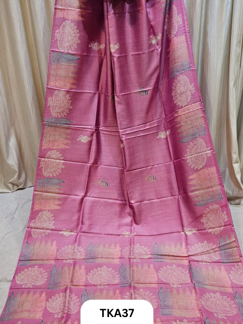 Pure Bishnupuri Silk Dual Shade Handblock