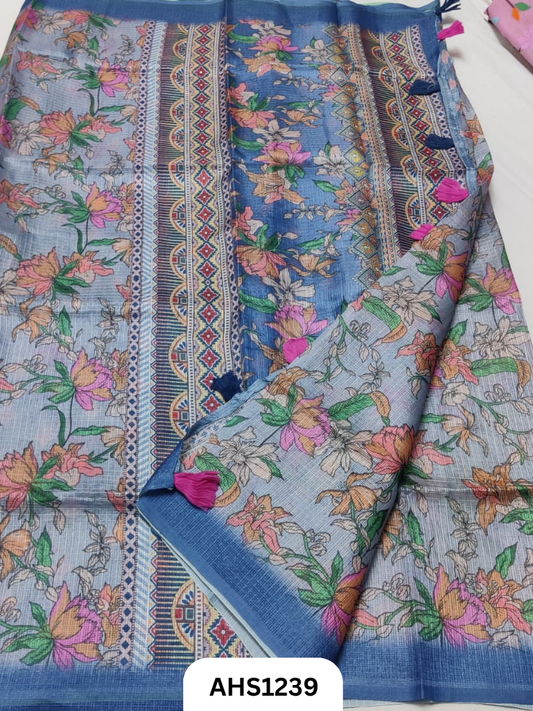 Soft Silk Kota Digital Print Saree With Blouse
