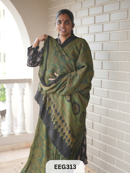 AJRAKH CHINON SAREE