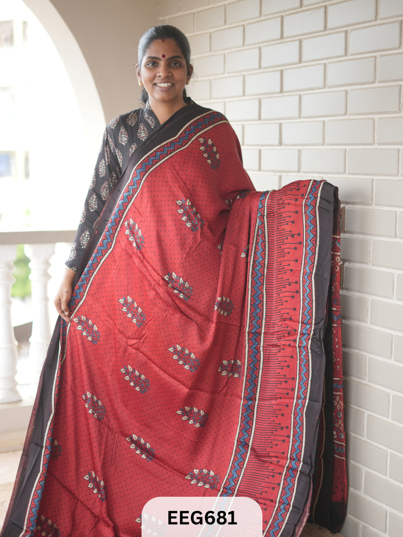 AJRAKH MODAL SAREE - JACKPOT
