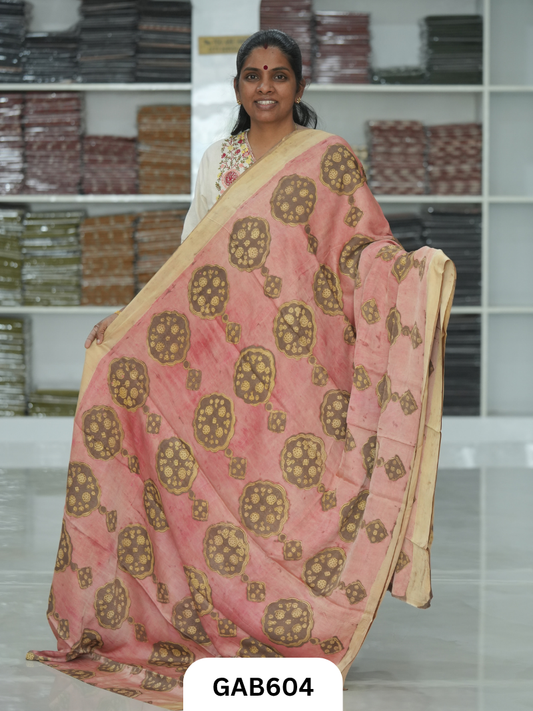 Nashpal & Pomegranate Peel Printed Modal Silk Sarees with blouse