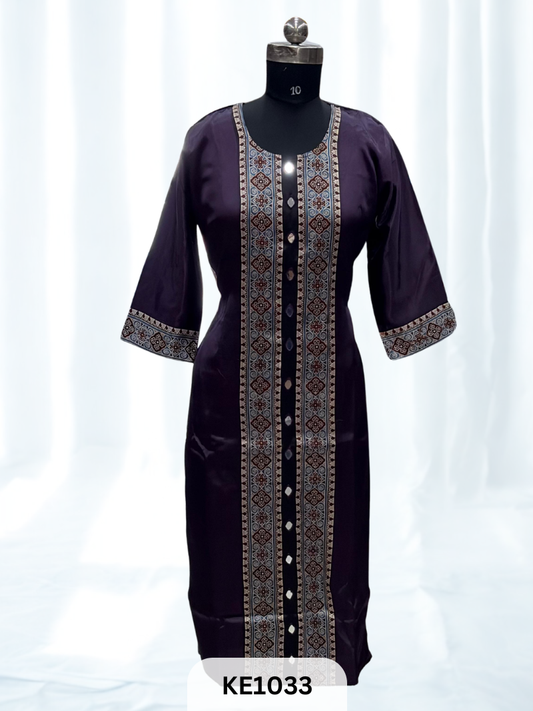 MASHRU SILK PANEL WITH MIRROR WORK - KURTI