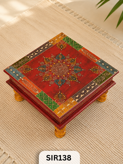 Jodhpur Wooden Pooja Stool | W:11.5 In H:6 In L:11.5 In