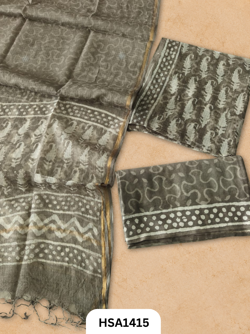 Hand block printed kota doriya suit top &duppta 2.5 meter