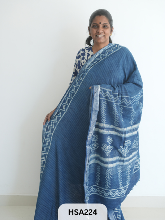 LENIN COTTON HANDBLOCK PRINTED SAREE