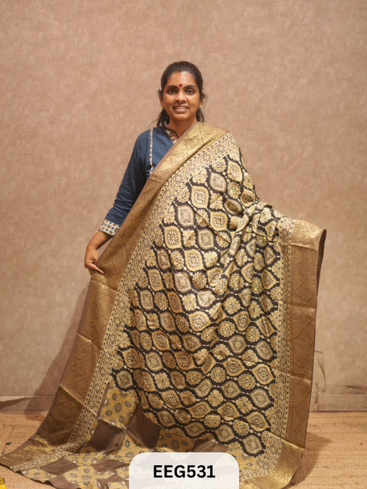 AJRAKH DOLA SILK SAREE