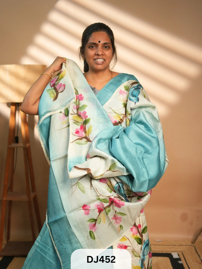 MURSHIDABAD SILK SAREE HAND PAINTED
