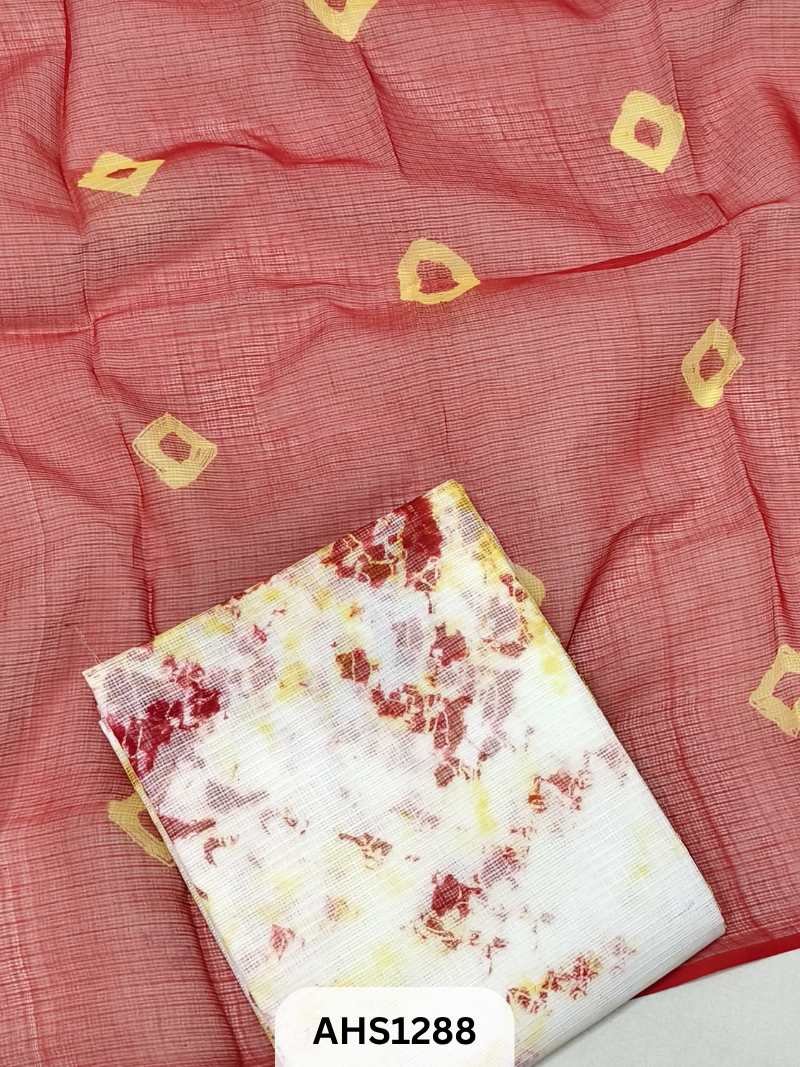Pure Kota Cotton Shibori Print Dress Material Top & Dupatta 2.5mtr