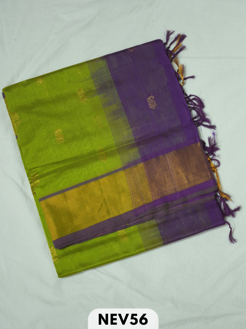 TISSUE BORDER WITH BODY BUTTA SILK COTTON SAREE