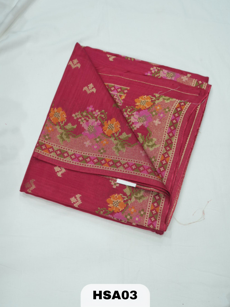 BANARAS RUSSIAN CROSS STICHED SILK SAREE