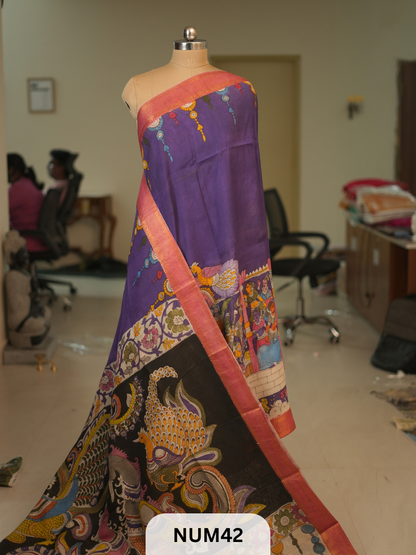 PENKALAMKARI CHENNURI SILK SAREE